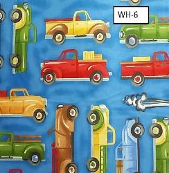 Pickup Trucks on blue  weighted blanket fabric WH-6